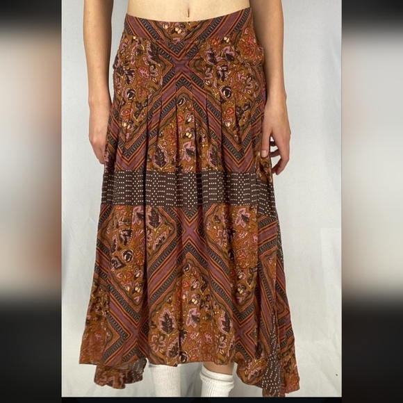 Free People Asymmetrical Skirt in Earthy Tones - Picture 2 of 6